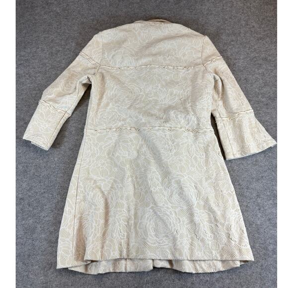 VINTAGE Andria Lieu Collection Jacket Womens Small Beige Floral Button Up Boho - Picture 2 of 6